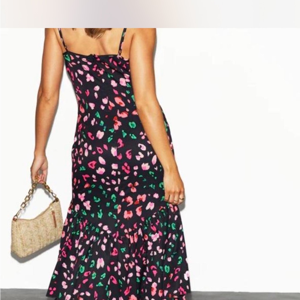 Never Fully Dressed Black Dress with Pink and Green Floral - Picture 5 of 9